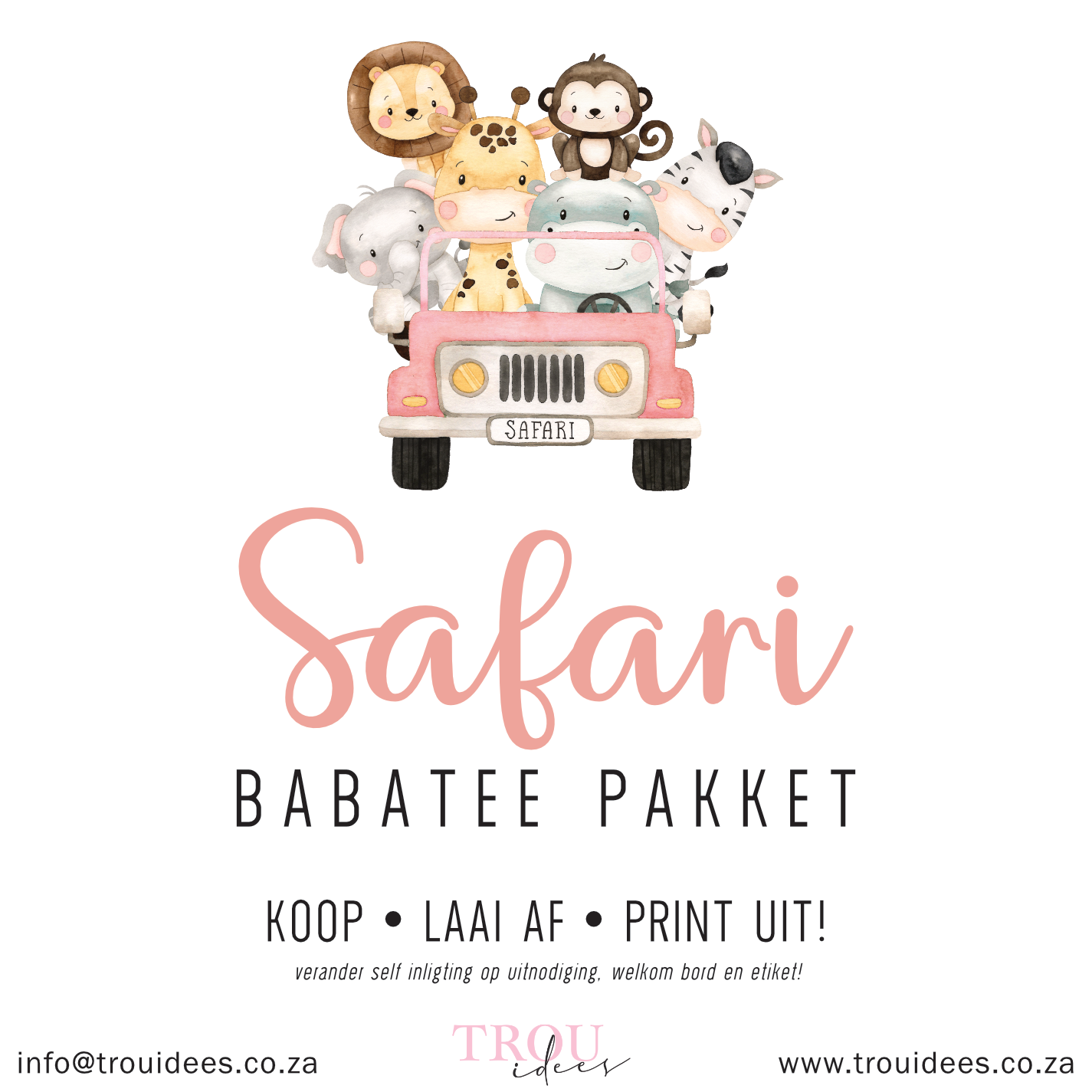 Safari (Girl) Baby Shower Stationery